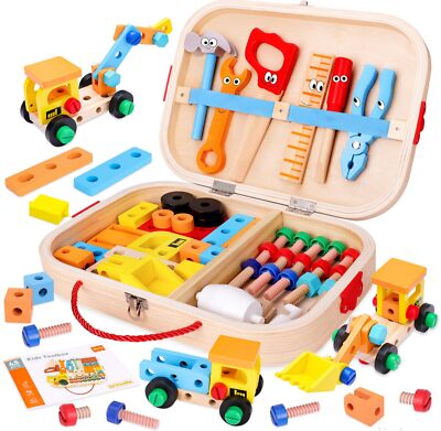 45 Pcs Kids Tool Set, Toddler Tool Set with Tool Box,  Educational Toys for Kids