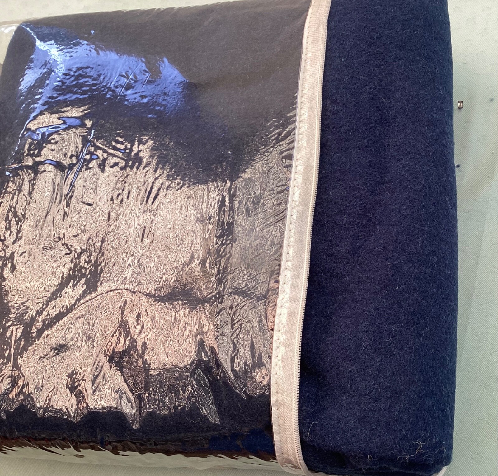 Queen Size Navy Wool Blanket “ Riverina Wool” New Still in Original