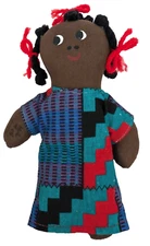 Americana Cloth Rag Doll African Girl Female Folk Art 7"