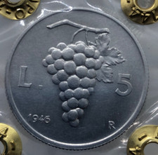 RARO 5 LIRE UVA 1946 PERIZIAT