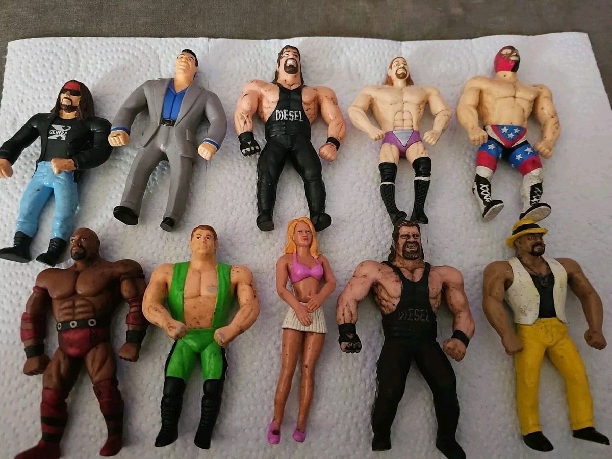 Vintage WWF Bend Ems Lot (10) Wrestling Figures Just Toys Titan