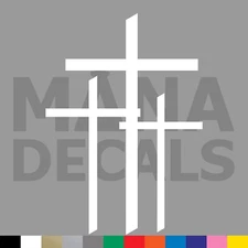 Triple Cross Vinyl Die Cut Decal Sticker - Three Calvary Jesus Christ God