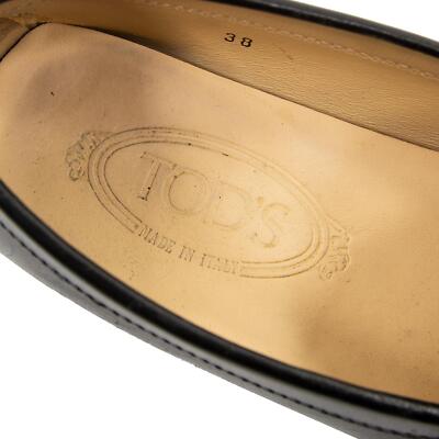 Tod’s Black Calfskin Leather Top Stitch Apron Toe Loafers Tod main image 4