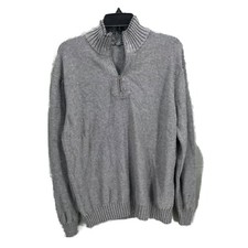 Johnston Murphy Sweater Men's Large Gray Quarter Zip Gray Cotton Blend Pullover