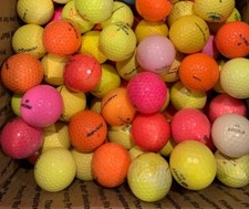 100 Colored Used Golf Balls Yellow Orange Pink Practice AA Shag Mix