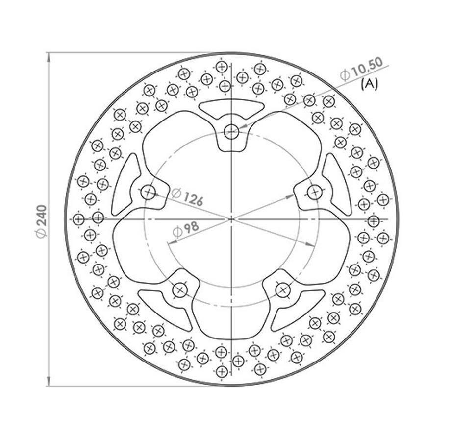 Disque frein av 240mm Sym 125 résout les vibrations au freinage pour scooter NG 2008+
