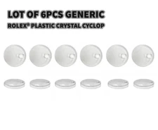 Lot of 6pcs Plastic(Acrylic) Watch Crystals ROLEX Cyclop 145 Fit 15000 & Others