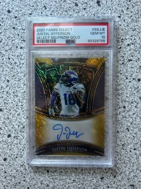Justin Jefferson Panini Select Select Signatures Prizm #SSJJE Gold