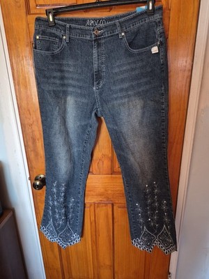 Appolo Jeans Woman size 19/20 Stretch Denim Cotton Blue Pants Embellished NWT 