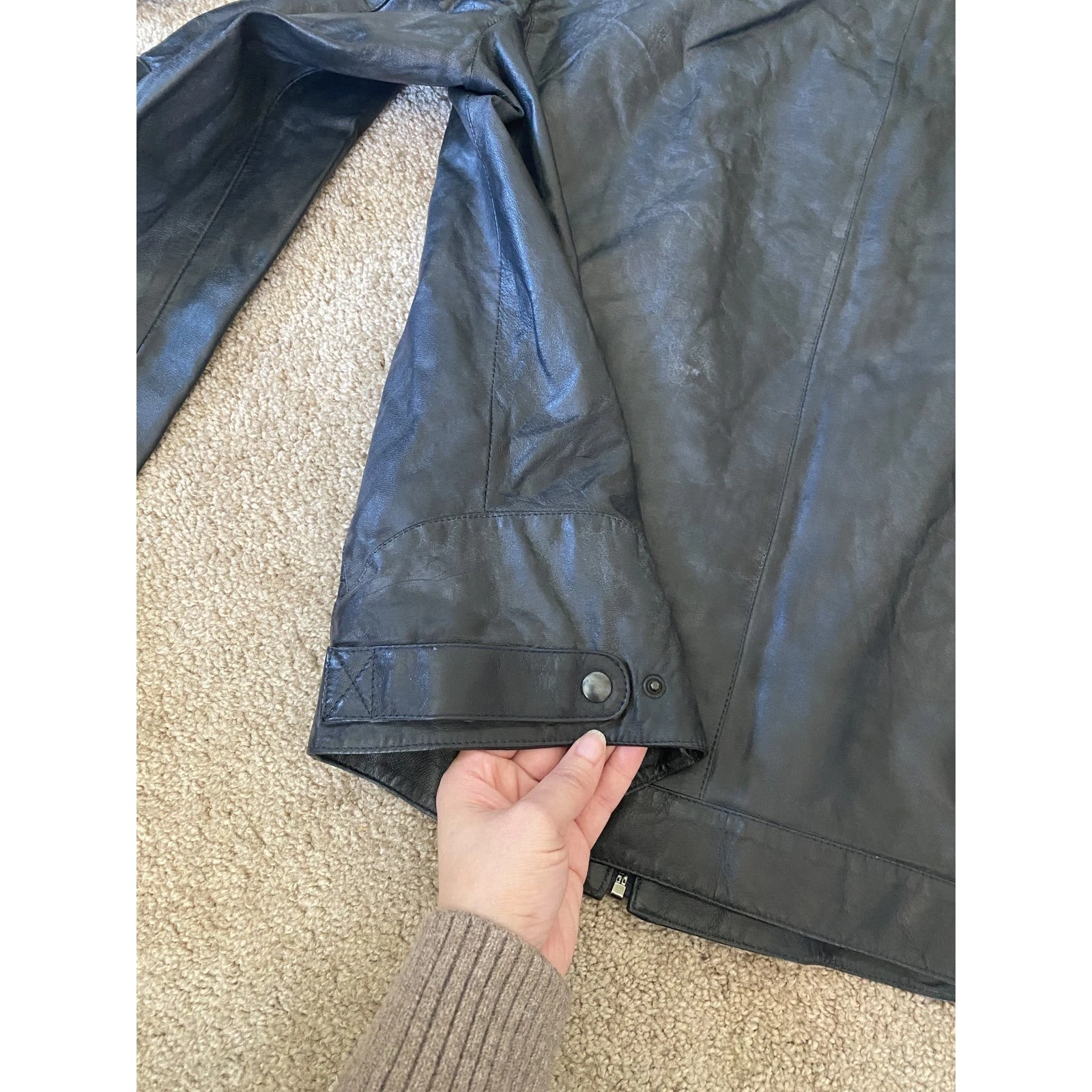 Vera Pelle Made in Italy Sheep Leather Moto Jacket IT 54 / US Large Black image 11