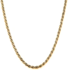 18K Gold Plated 925 Sterling Silver 3mm Solid Italian Rope Diamond Cut Twist ...