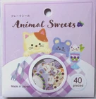GAIA Animal Cat Sweets Cake Flake Sticker Made in Japan 40 pieces