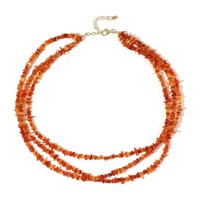 Cavill Karneol Halskette 1,09Ct 925 Silber Vergoldet Mehrstrang Boho