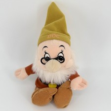 Disney Snow White Seven Dwarfs Doc Plush Bean Bag Toy 9 Inch Brown Yellow Hat