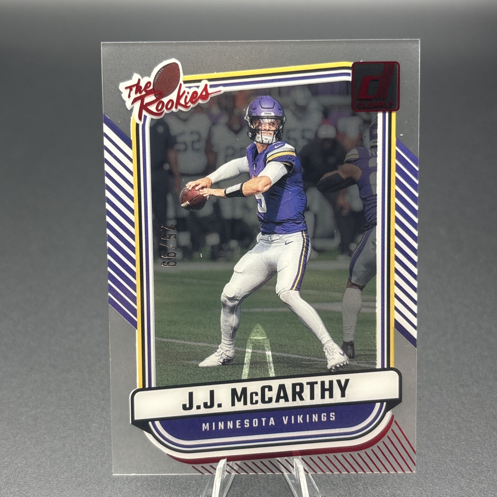 J.J. McCarthy 2024 Panini Clearly Donruss The Rookies Red #/99