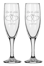 Engraved Wedding Champagne Flutes Set of 2 – Personalized Gift