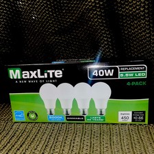 Maxlite 40w Equivalent LED 4 Soft White Bulbs 2700k Dimmable A19