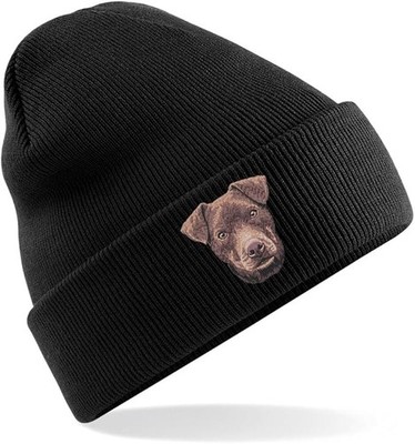 Patterdale Terrier bestickte Beanie Mütze - Hundeliebhaber Geschenk | warme Strickmütze
