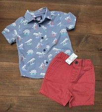 Children's Place 2 Piece Outfit For Boy, Dino Shirt 12-18 Mos, Shorts 9-12 Mos.