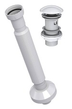 Extendable Flexible Waste Pipe with Pop Up Centre-Pin Basin Waste Ceramic WHITE(