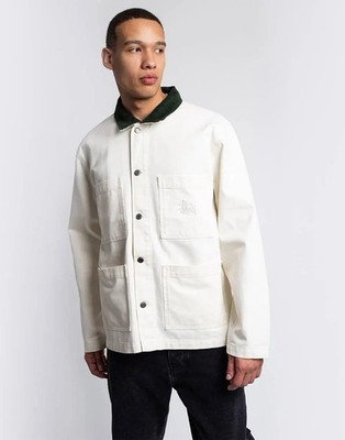 Stussy Cord Collar Canvas Chore Jacket Bone Size Medium | eBay