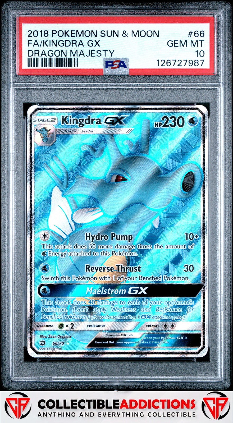 2018 Pokemon Sun & Moon Dragon Majesty #66 Kingdra Gx Dragon Majesty PSA 10