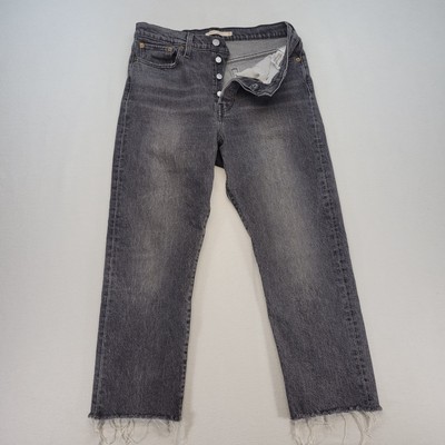 Levis Jeans Womens 29 Gray Wedgie Straight Ankle Button Fly High Rise Denim