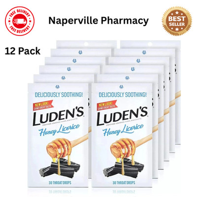 12 Pack Luden's Honey Licorice Throat Drops 30 Ct Total ( 450 Ct ) fast Shipping