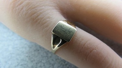 Vintage 10k Yellow Gold Signet Ring Size 4.5 Monogram | eBay