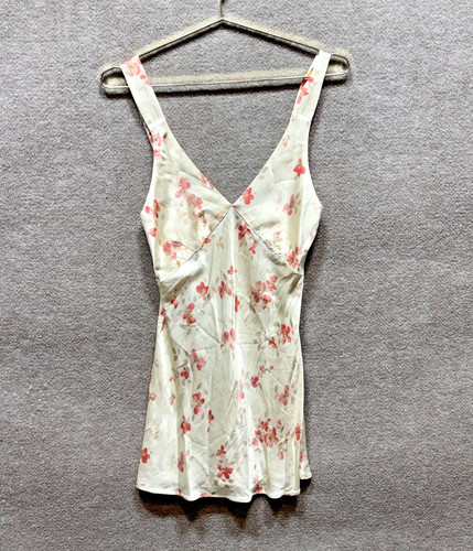 RUMORED Champagne Floral Mini Dress Women Medium Slip Cottagecore Romantic EUC