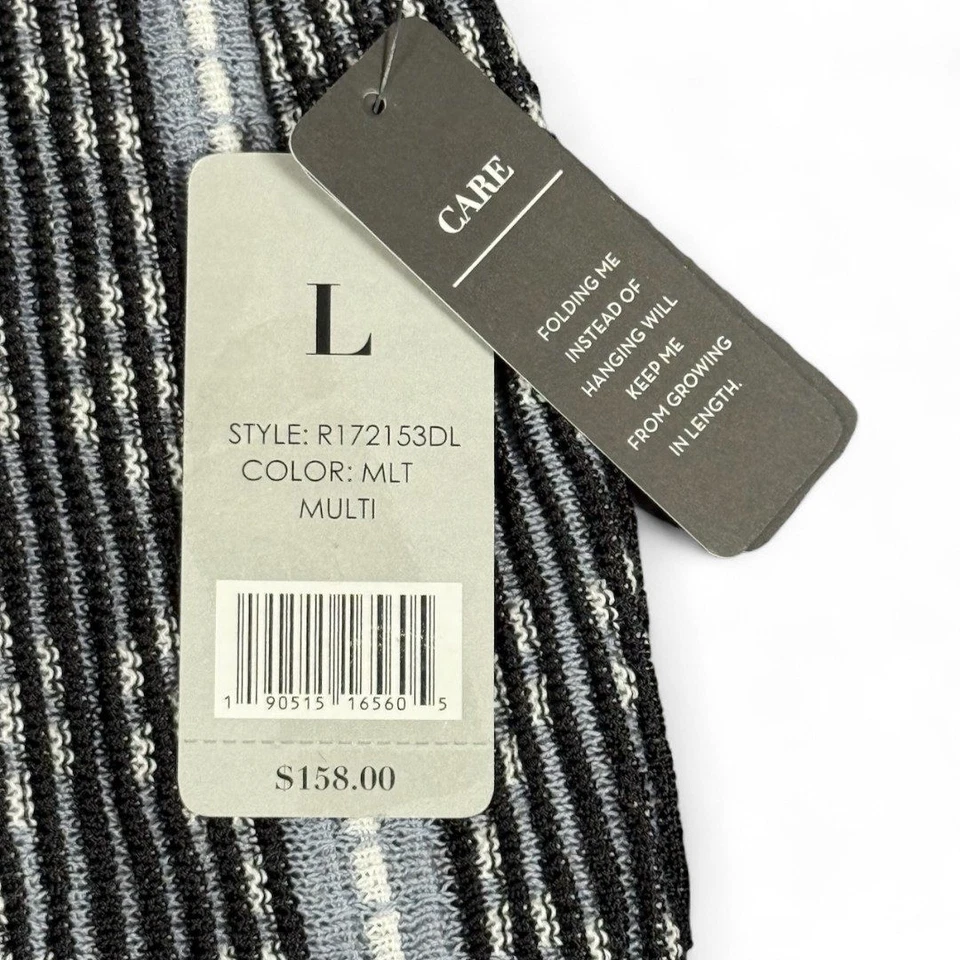 Cárdigan plumero a rayas mezcla de lino ZOZO NUEVO CON ETIQUETAS negro gris blanco para mujer L Lagenlook Foto 4 de 4