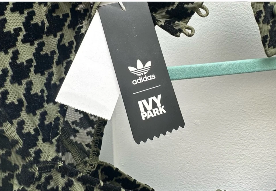 NWT Adidas x Ivy Park Jumpsuit Womens Medium Green Houndstooth Beyonce Catsuit - Image 2 of 3