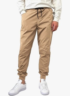 Southpole Mens Tech Woven Basic Jogger Pant lightweight Sand Color; Size L