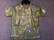 Unisex Dance Shirt 26  Chest/XS-S Youth Costume Holographic Glittery Yellow