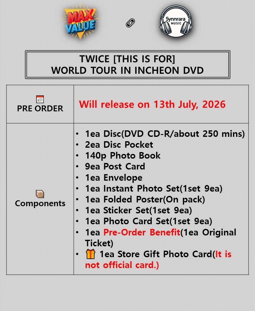 TWICE THIS IS FOR WORLD TOUR IN INCHEON DVD/Book+18 Card+9 Photo+