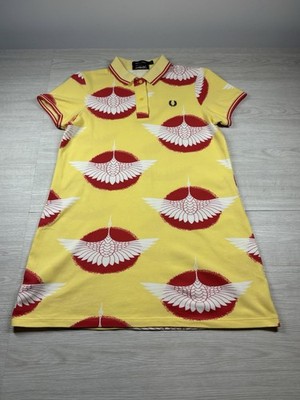 Fred Perry X Gorillaz Crane Poloshirt Kleid Gelb Größe 14 Gebraucht Top 