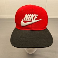 Nike True Swoosh Logo Snapback Cap Youth Size 4/7 Red Black Hat