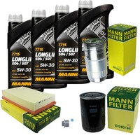 Mann Inspektionspaket 4L Mannol Longlife 504/507 5W-30 FüR Audi A6 1.9 TDI