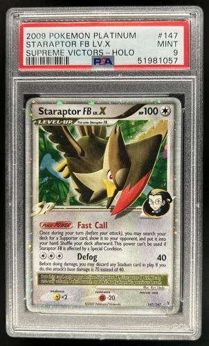 2009 Pokemon Platinum Supreme Victors Staraptor FB LV.X Holo #147/147 PSA 9