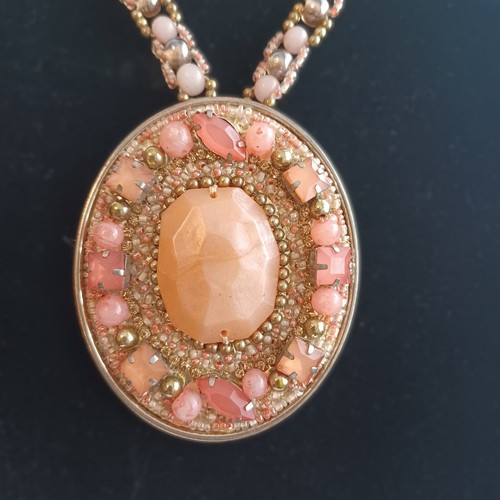 Chicos Large Pendant Necklace Statement Piece Pink - Picture 2 of 3