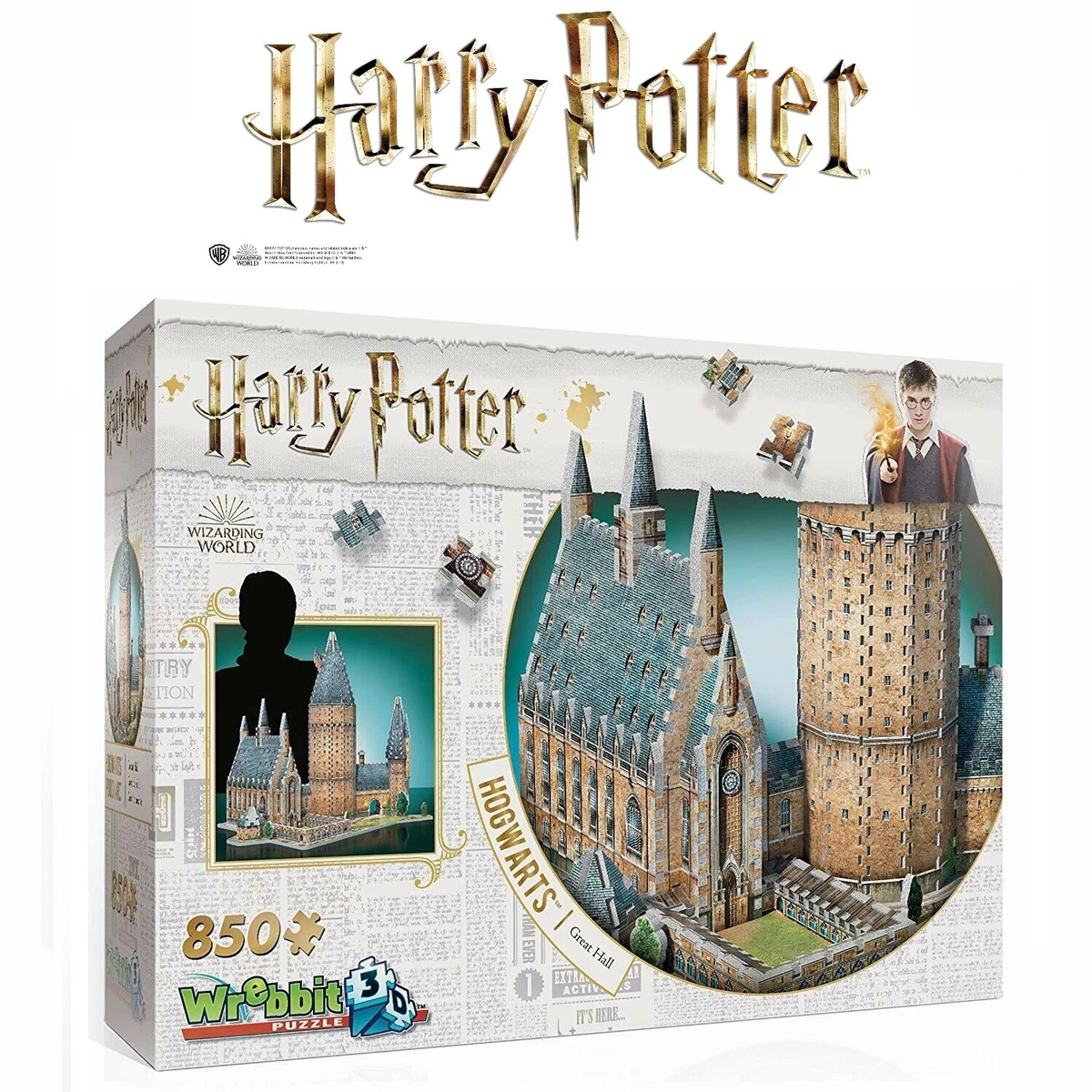 Wrebbit Harry Potter 3D Hogwarts Castle Great Hall Jigsaw Puzzle Model Kit  850pc