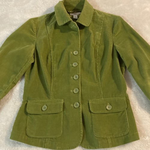 TALBOTS GREEN Corduroy Stretch BLAZER JACKET Sz 4 Office Academia Preppy Work