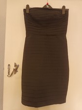 Mango MNG Black Strapless Ribbed Tube Bodycon Little Black Dress in Size 6 - NEW