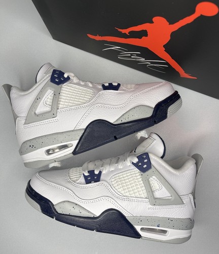 Nike Air Jordan 4 Retro Midnight Navy 408452-140 Youth Size 4.5Y | eBay