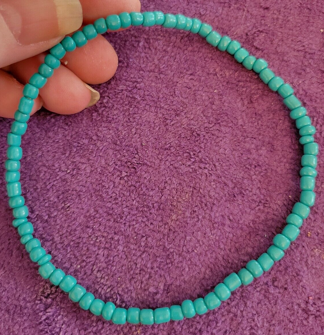 Turquoise Desert Dark Bead Anklet Unique 9.5 Inch Bohemian Style-image