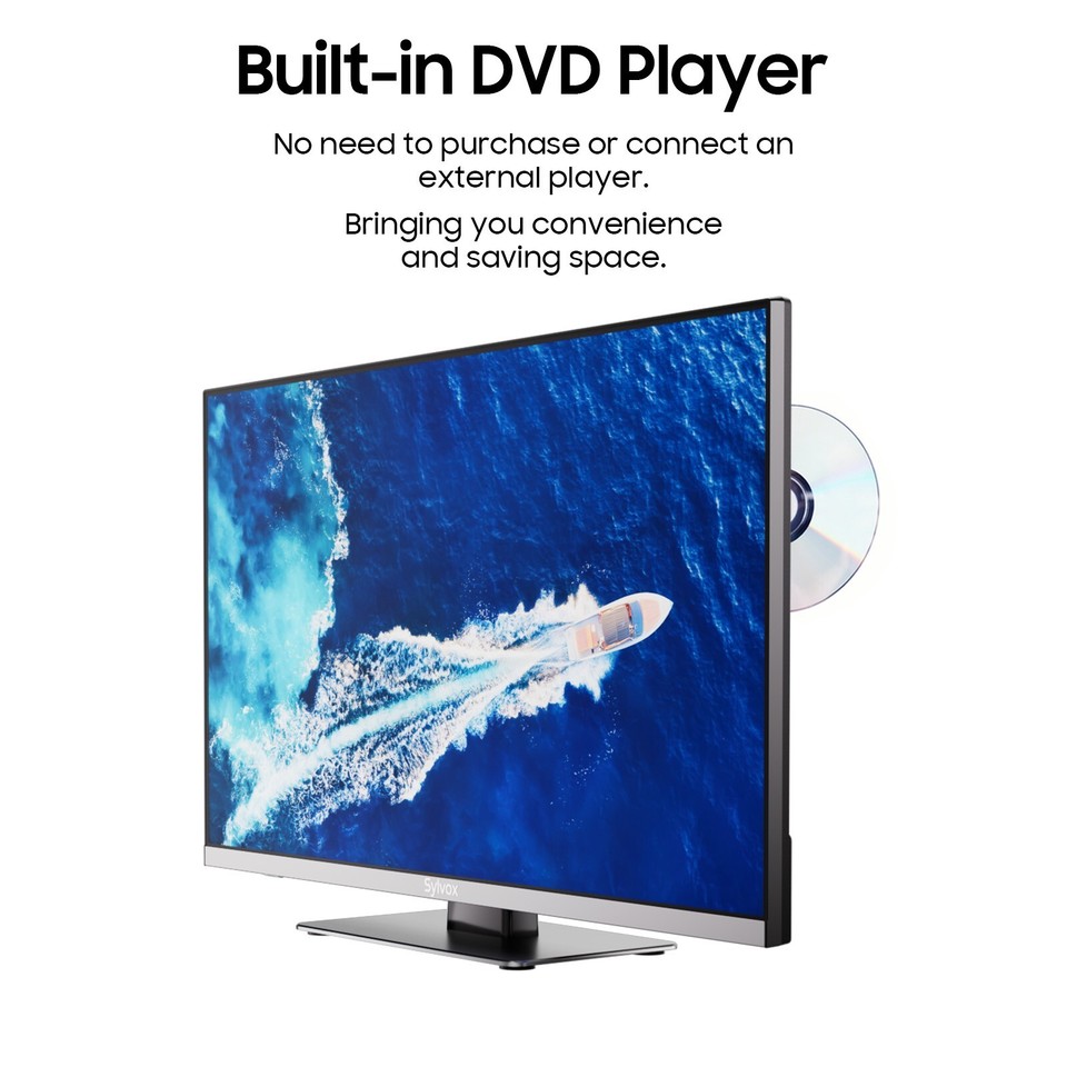 SYLVOX 22" 12 Volt Smart TV RV TV Built-in DVD Player FHD 1080P