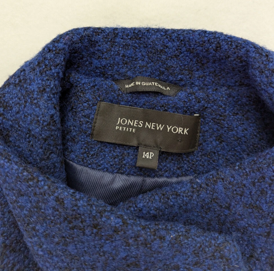 Abrigo para mujer Jones New York talla 14P mezcla de lana azul cremallera completa Foto 3 de 4