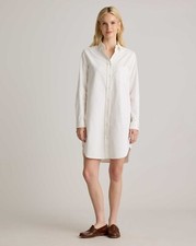 Quince European Flax Linen White  Shirt Dress Small