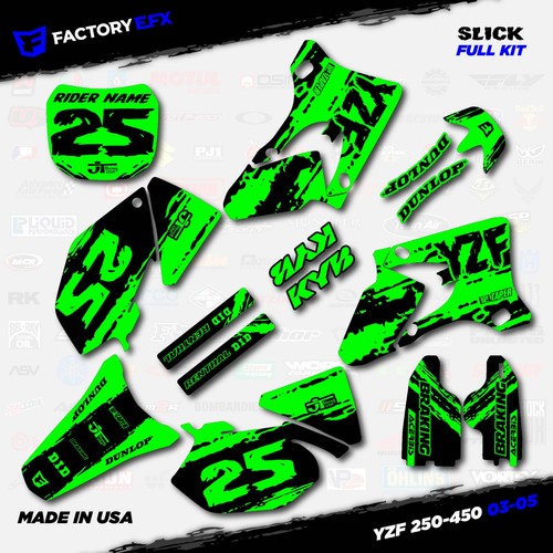 Black & Green Slick Graphic Kit fits Yamaha YZ250F YZ450F 03-05 YZF 250 450 - Bild 5 von 5