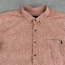 Rip Curl Hawaiian Shirt Men XL Terracota Floral Short Sleeve Pocket Beach